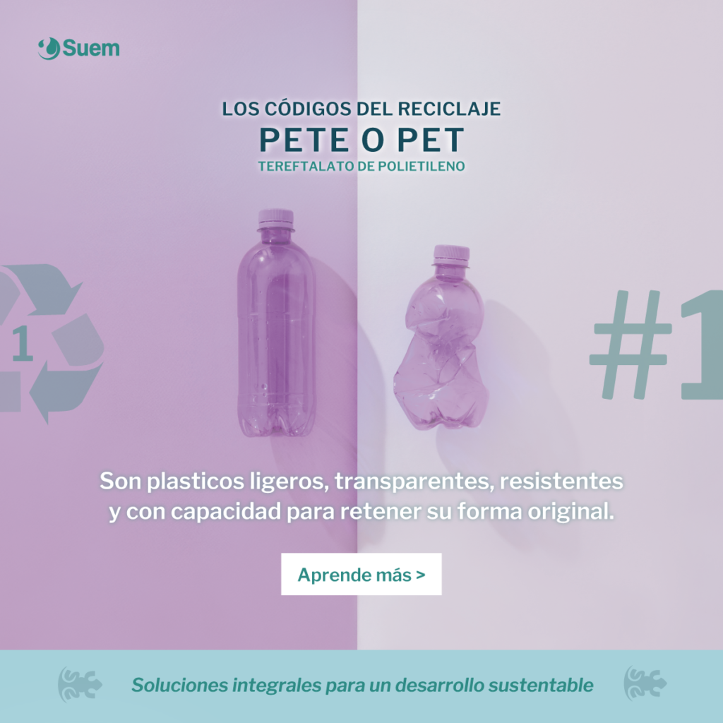 Los códigos del reciclaje. PETE p PET