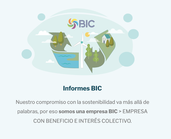 Ilustración de flechas de reciclaje con arboles en el cielo y una hélice de energía eólica.